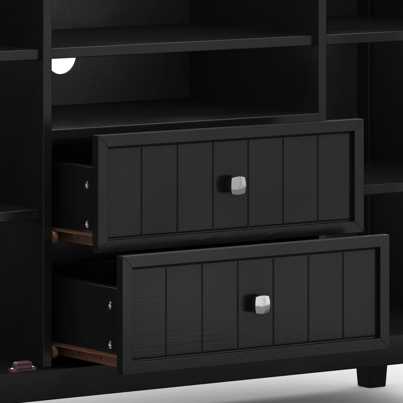 Bedford SOLID WOOD 53 inch Wide Transitional TV Media Stand in Black For TVs up to 60 inches