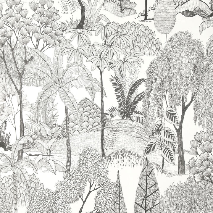 Lilou White Tropical Island Wallpaper