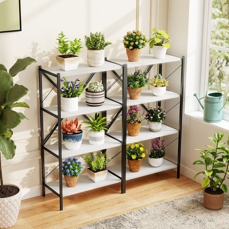 Heavy Duty 4 Tier Bookcase with Metal Frame, Open Display Shelf image number 4