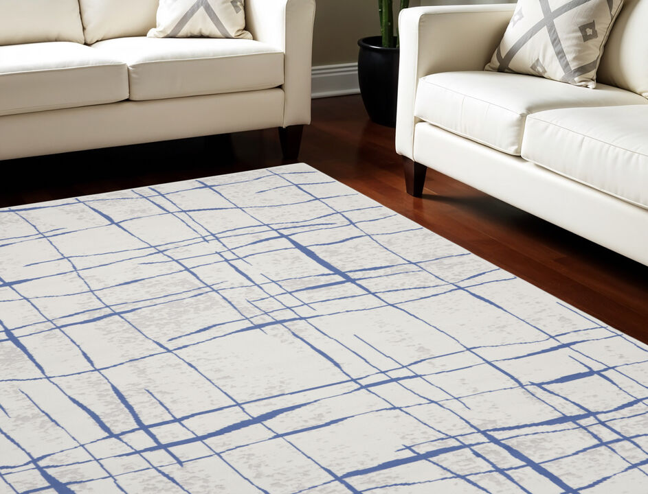 HomeRoots Abstract Geometric Distressed Non Skid Area Rug
