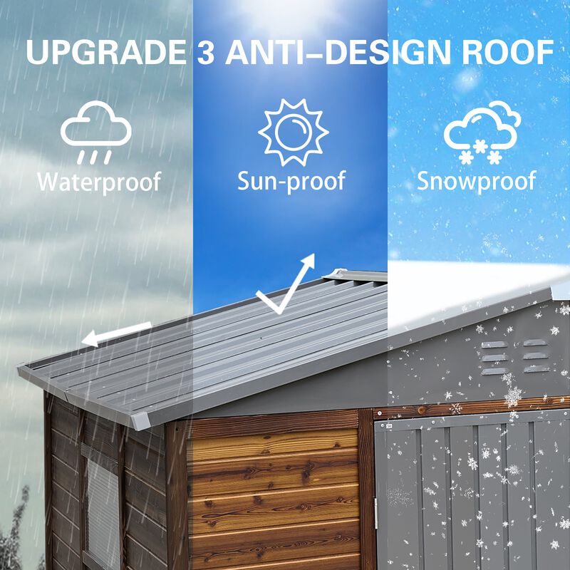 Mondawe 6x8FT Outdoor Cedarwood Storage Shed,Weatherproof & Ventilation Drainage Tool Shed image number 3