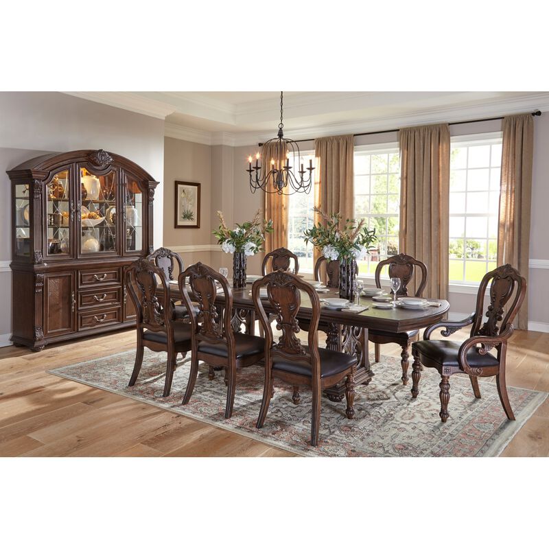 Traditional Formal Dining Room Furniture 1pc Table with Separate Extension Leaf Classic Routed Pilasters, Moldings and Decorative Pediments Dark Oak Finish image number 8