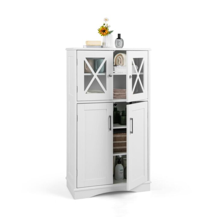 Hivvago 4 Doors Freeestanding Bathroom Floor Cabinet with Adjustable Shelves