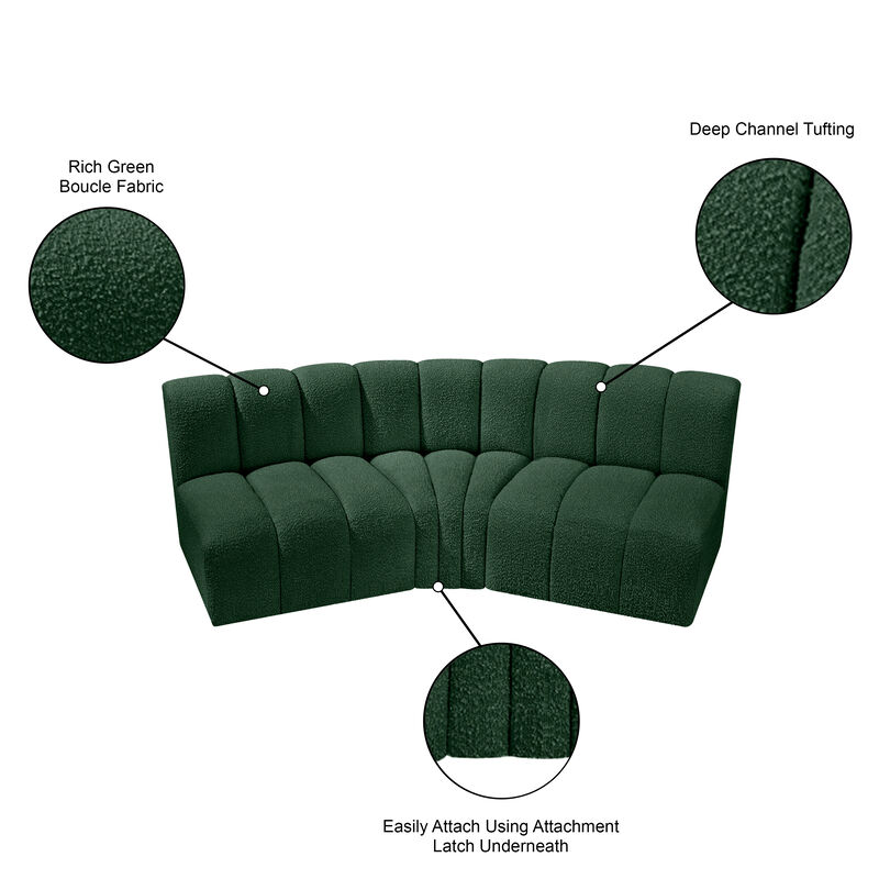 Meridian Furniture Arc Green Boucle Fabric Modular Sofa image number 7