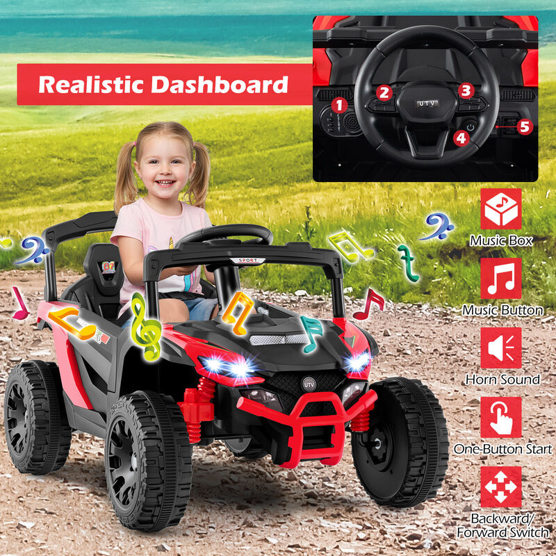 Kids 12V Electric UTV Ride On Car with LED Lights Music and Horn image number 4