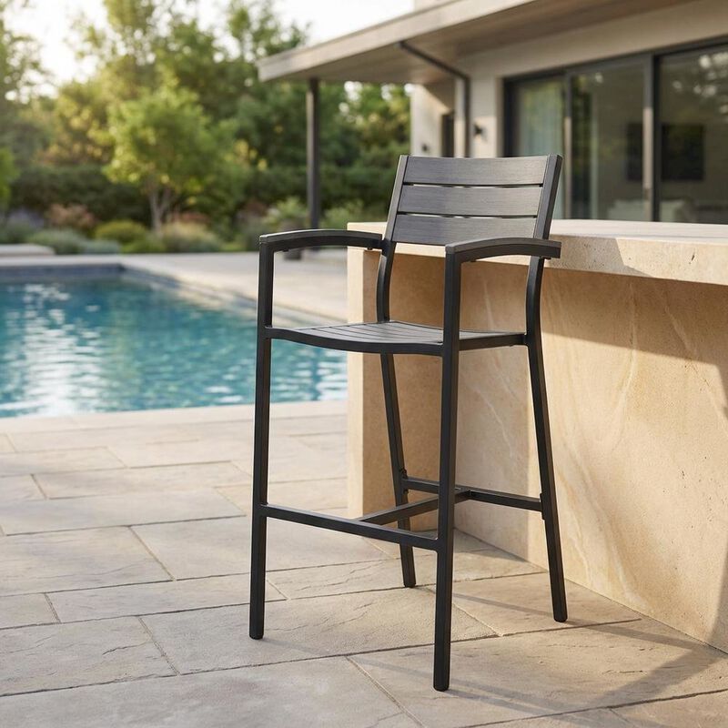 Stylish Outdoor Patio Bar Stool With Armrests And Comfortable Seat image number 5