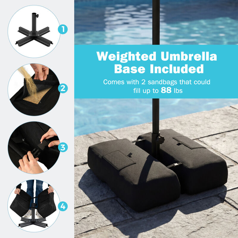 9 Feet Patio Umbrella with Weighted Base and Sandbags image number 9