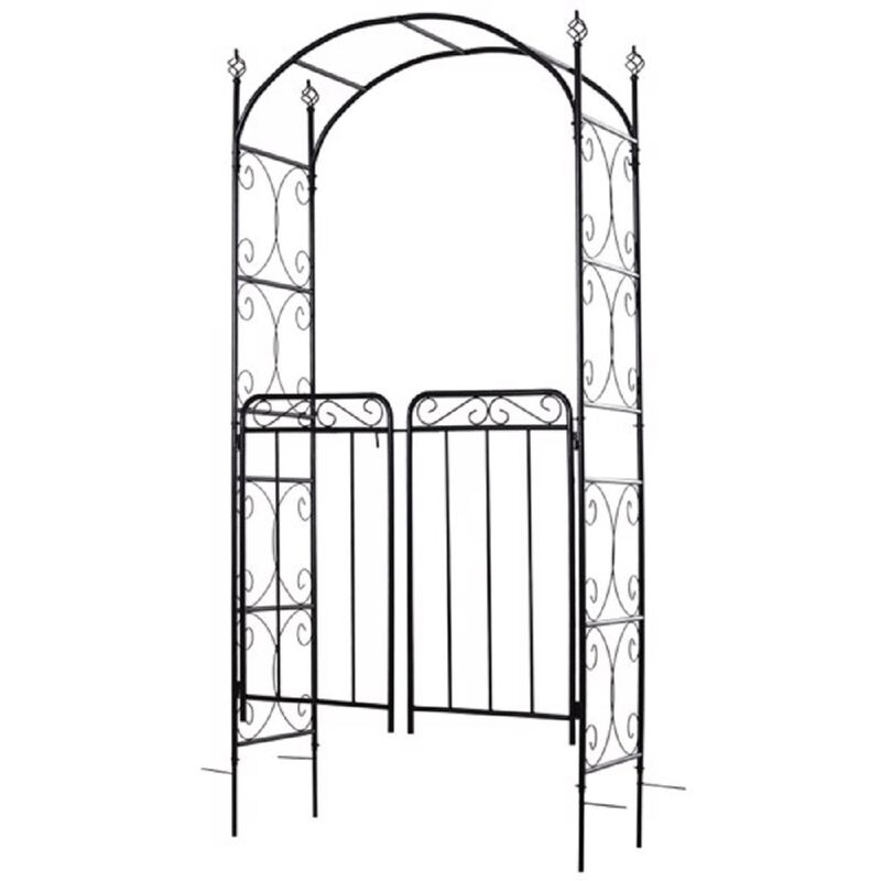 Garden Archway Metal Trellis With Gate For Climbing Plants & Outdoor Decor image number 0