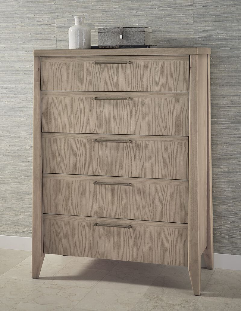 Sumire Five Drawer Ash Wood Chest in Ginger