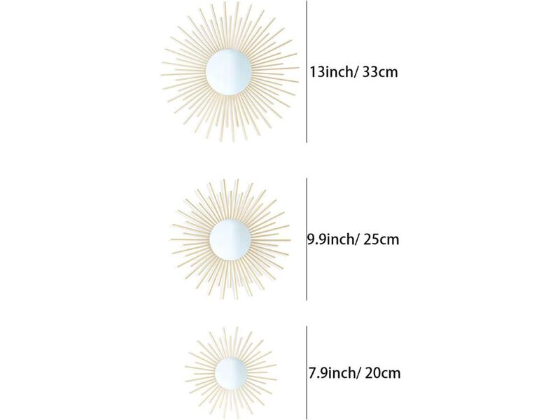 Gold Metal Wall Decor Set of 3 Modern Art for Bedroom Living Room Home image number 2