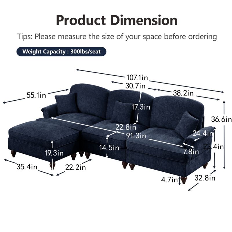 Kaxnir Mid-Century Modern L-Shaped Sectional image number 9