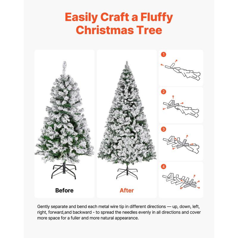 Artificial Flocked Christmas Tree Prelit with LED Lights, 11 Lighting Modes-Snow Flocked image number 6