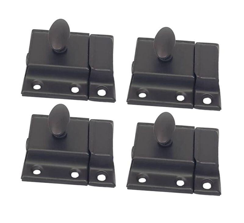 QCAA Oval Turn Cabinet Latch, for Cupboard & Other Furniture, Small, ORB Oil Rubbed Bronze Coated Finish, 4 Pack, Made in Taiwan
