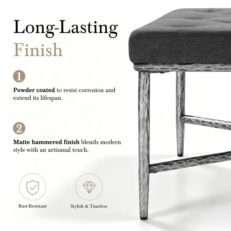 Merax Premium Soft Chenille Ottoman with Elegant Tufted Surface, Durable Metal Construction image number 3