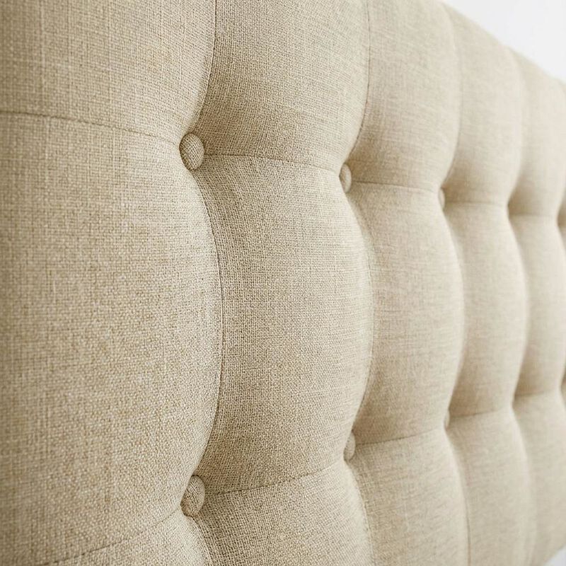 Upholstered Fabric King Headboard in Neutral Tone with Padded Design image number 4