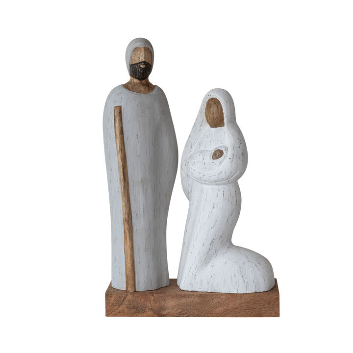 Hand-Painted Mango Wood Holy Family Figurine