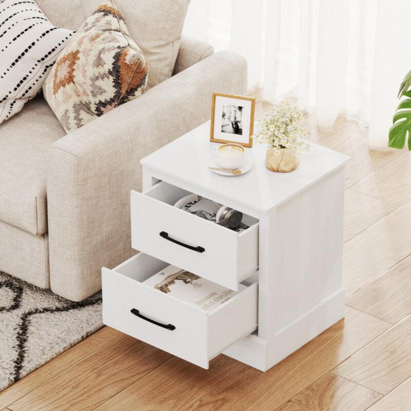 Hivvago Wood Compact Floor Nightstand with Storage Drawers