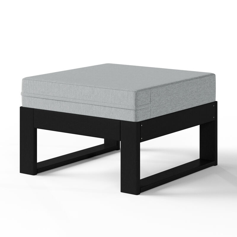 WestinTrends Outdoor HDPE Patio Ottoman with Waterproof Olefin Cushions