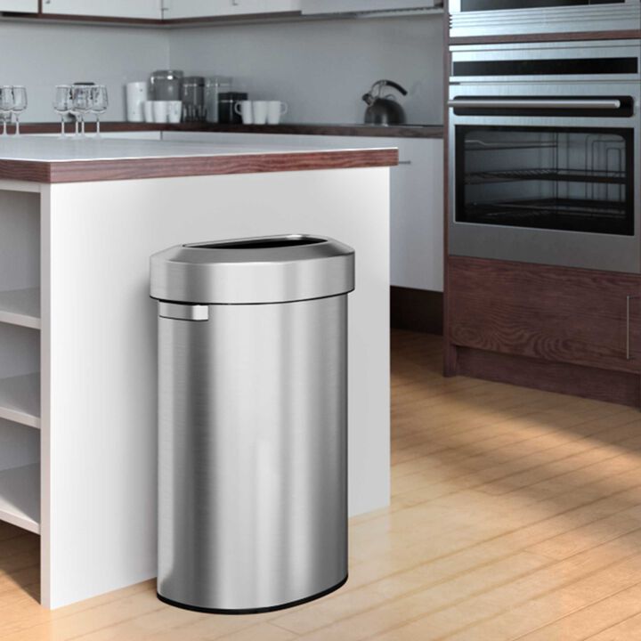 iTouchless 23 Gallon / 87 Liter Semi-Round Open Top Trash Can