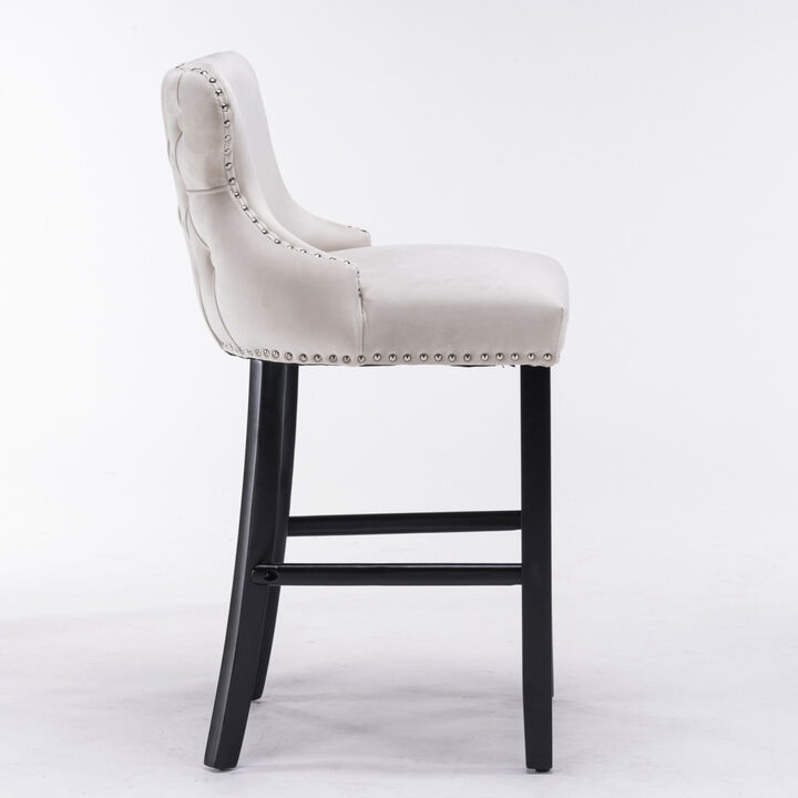 Streamdale Velvet Wingback Bar Stools with Button Tufted Decoration, Set of 2