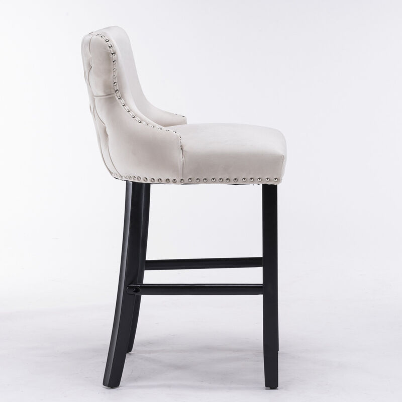Streamdale Velvet Wingback Bar Stools with Button Tufted Decoration, Set of 2 image number 0