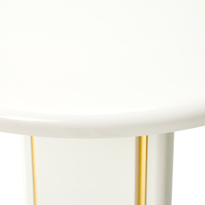 Michael Amini Sassani End Table - Pearl White/Gold