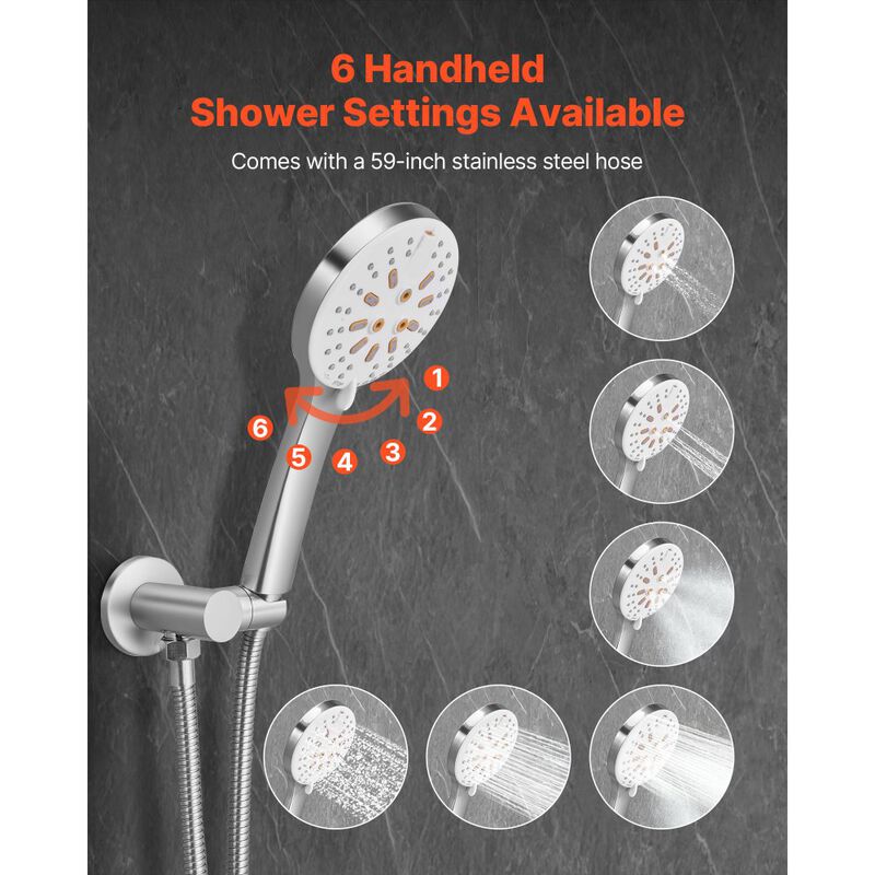 10 Inch Round Rain Shower System Brushed Nickel with Handheld Spray image number 4