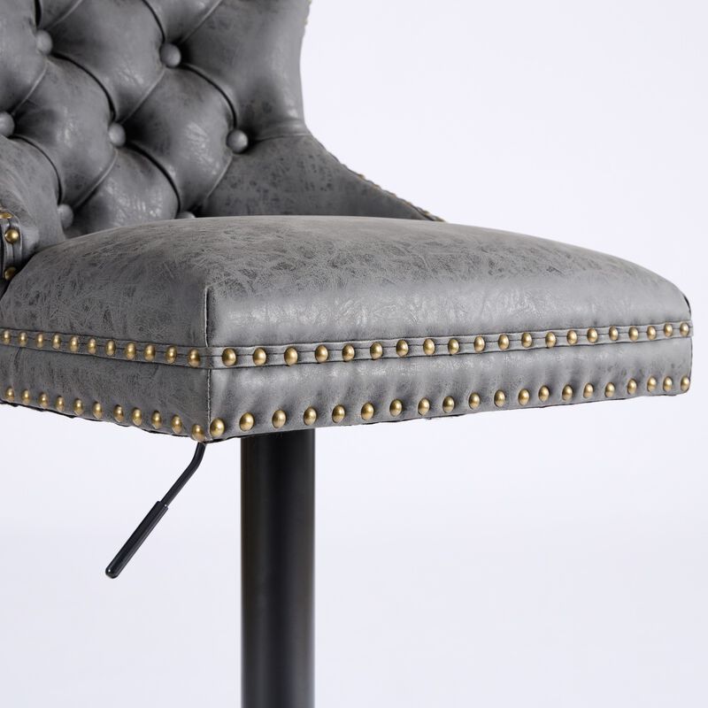 Tufted Retro Adjustable Swivel Bar Stools, Set of 2, Counter Height Chairs image number 3
