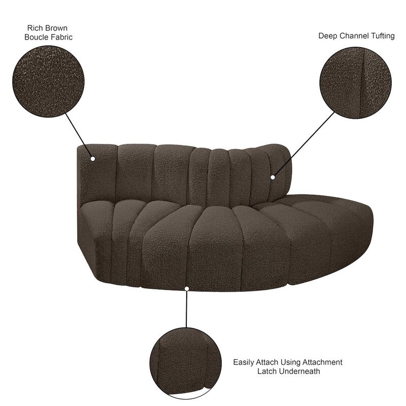 Meridian Furniture Arc Brown Boucle Fabric Modular Sofa