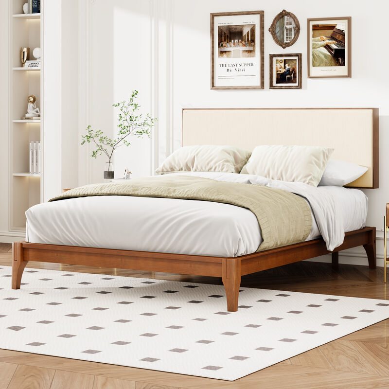 Merax Solid Platform Bed  with Headboard image number 2