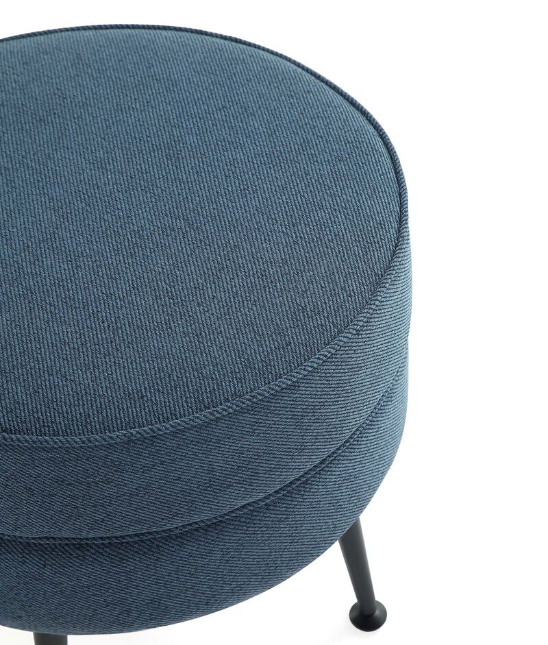Bailey Blue and Black Ottoman
