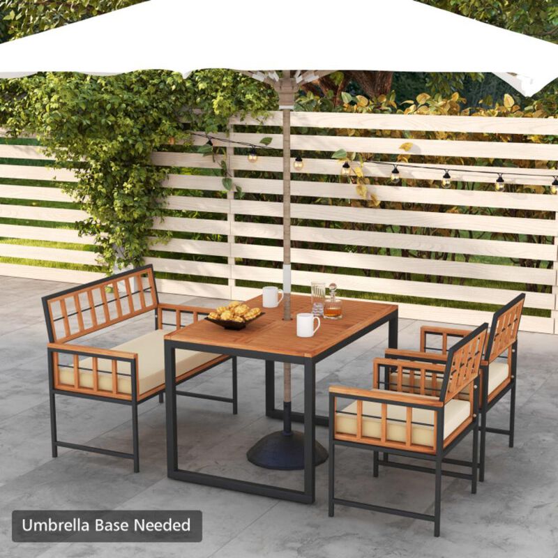 Hivvago 4 Pieces Acacia Wood Patio Dining Set with 1 Rectangular Table