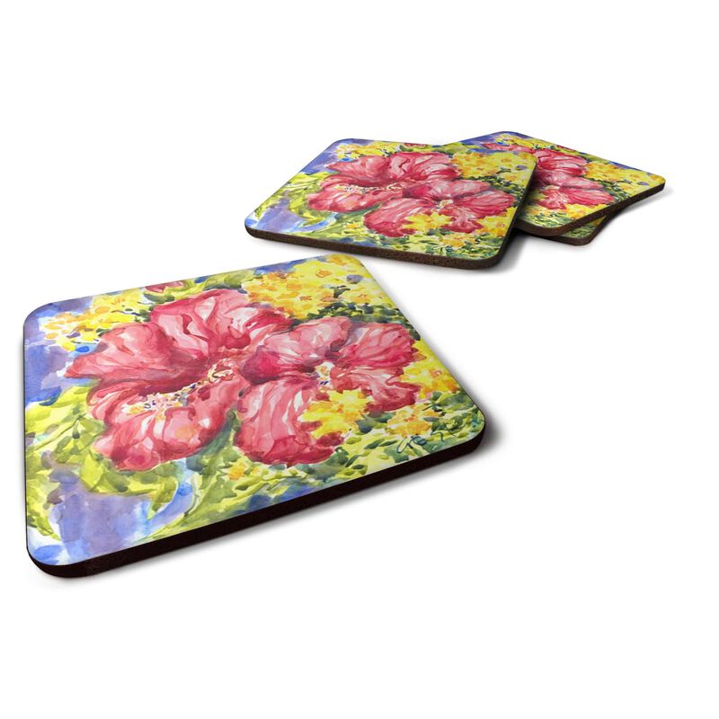 Caroline's Treasures 6056FC Flower-Hibiscus Foam Coasters (Set of 4), 3.5 H x 3.5 W, Multicolor image number 0