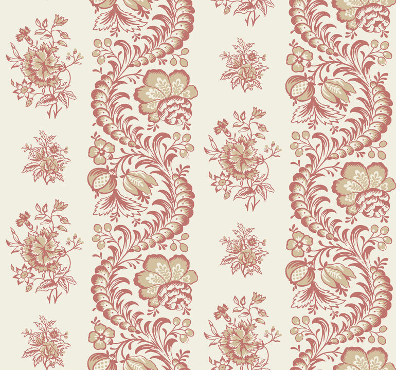 Beaumont Ruby Floral Stripe Wallpaper