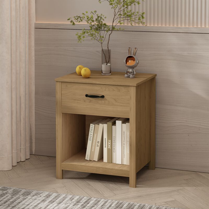 Assembled Wood Nightstand 1-Drawer 1-Shelf image number 2