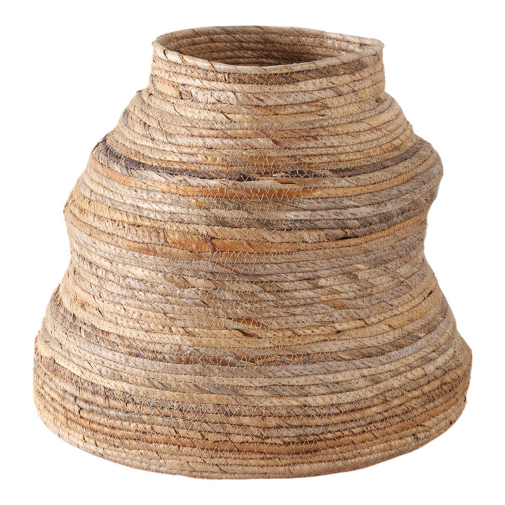16x15" Curvy Banana Leaf Vase, Natural