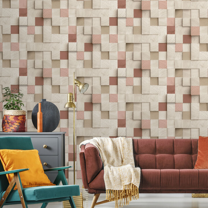 Wood Blocks Wallpaper