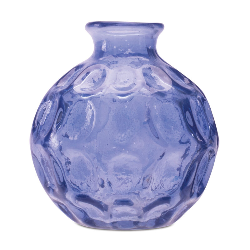 HomeRoots Set of Two Blue Glass Round Table Vases image number 2