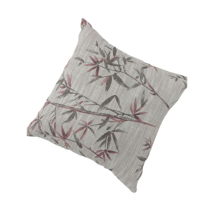 22 x 22 Modern Throw Pillow, Square, Bamboo Design, Set of 2, Gray-Benzara