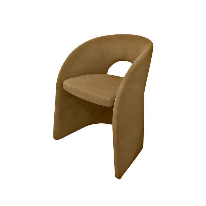 24 Inch Dining Chair, Art Deco Design, Jade Cushion, Tan Fabric Upholstery - Benzara