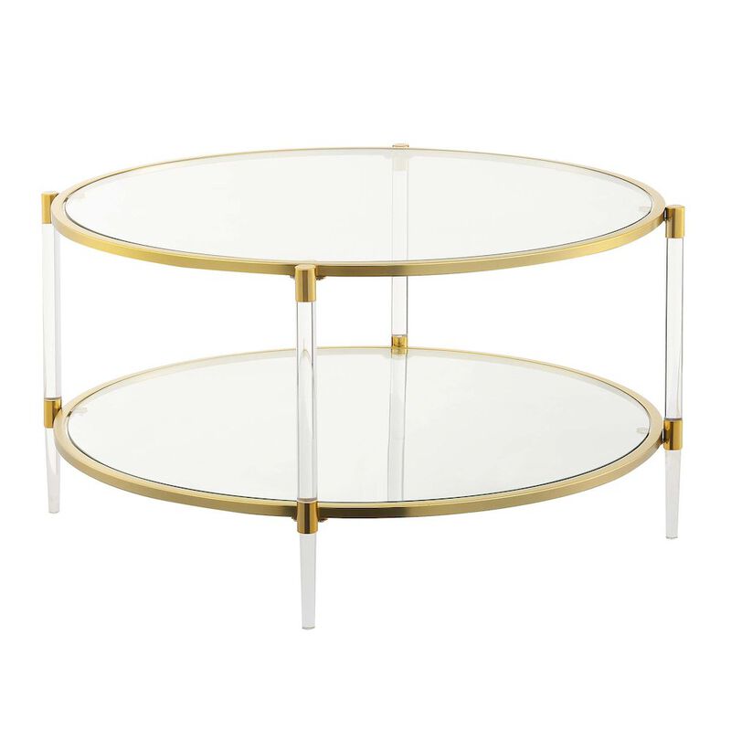 Convenience Concepts Royal Crest Acrylic Glass Coffee Table, Clear/Gold