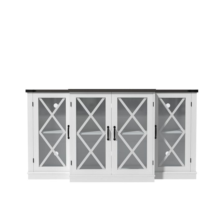 Farmhouse TV Stand with Storage, 63" Wooden Entertainment Center, Media Console with Adjustable Shelves