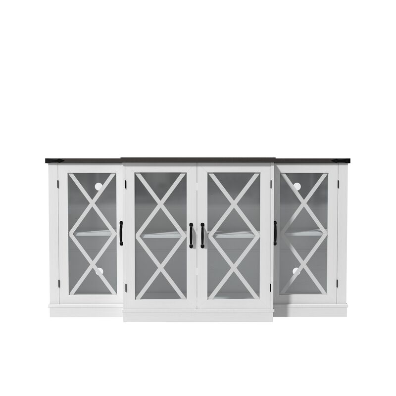 Farmhouse TV Stand with Storage, 63" Wooden Entertainment Center, Media Console with Adjustable Shelves image number 0
