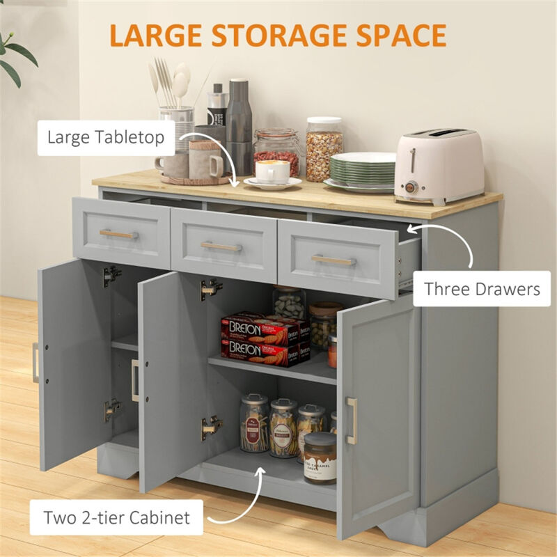 Stylish Kitchen Cabinet with Storage Shelves and Doors for Pantry and Dining Organization