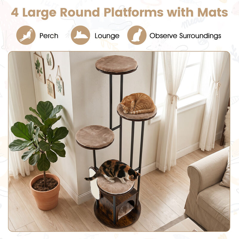 72 Inch Tall Cat Tree Condo with Perches Platforms and Washable Mats image number 4