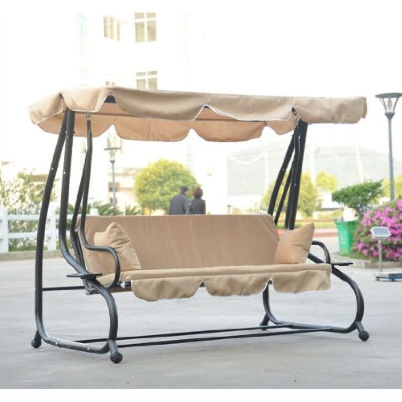 Hivvago Outdoor Canopy Swing Patio Porch Shade Deck Bed in Sand