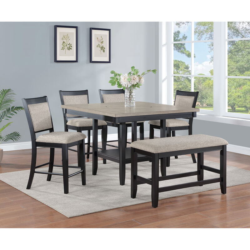 Streamdale Set of 2 Farmhouse Counter Height Dining Chairs, Light Gray Linen image number 6