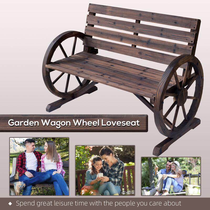 Hivvago Wooden Wagon Wheel Garden Bench image number 6