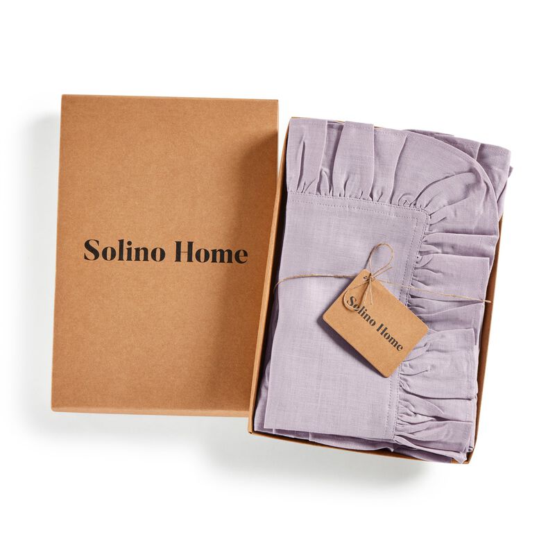 Solino Home Gabrielle Ruffle 100% Linen Dinner Napkins &ndash; Set of 4, 20 x 20 in, Machine Washable, Holiday and Everyday Dining