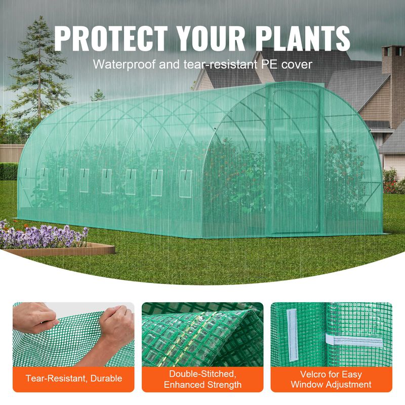 Galvanized Frame Walk-In Greenhouse with All-Weather PE Cover for Plants and Seedlings